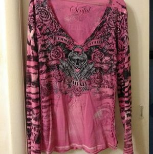 Long Sleeve Pink & Black Sinful Shirt